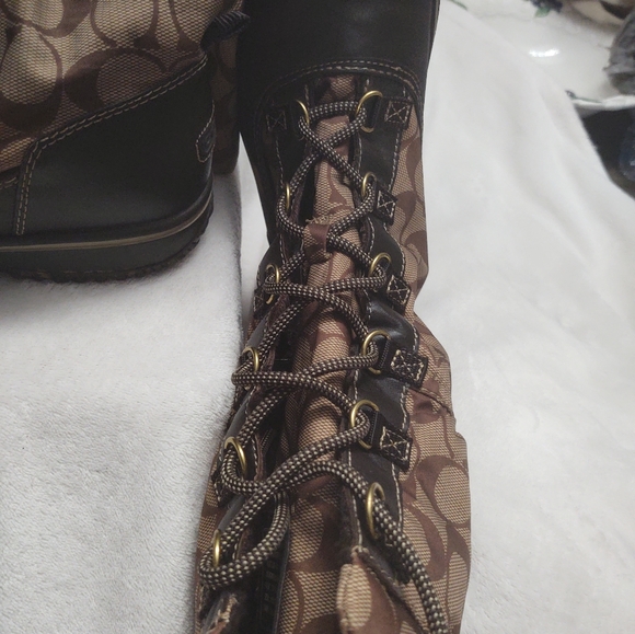 COACH, Leather and waterproof canvas boots 8.5 - Picture 8 of 9